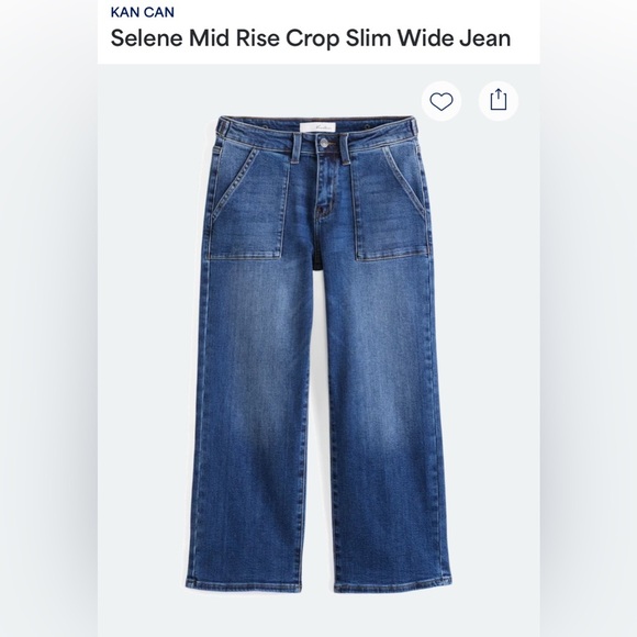 Kan Can Selene Mid Rise Crop Wide Leg Jeans - Picture 1 of 16